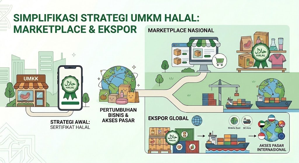 Alur UMKM dari sertifikat halal menuju marketplace nasional dan ekspor global