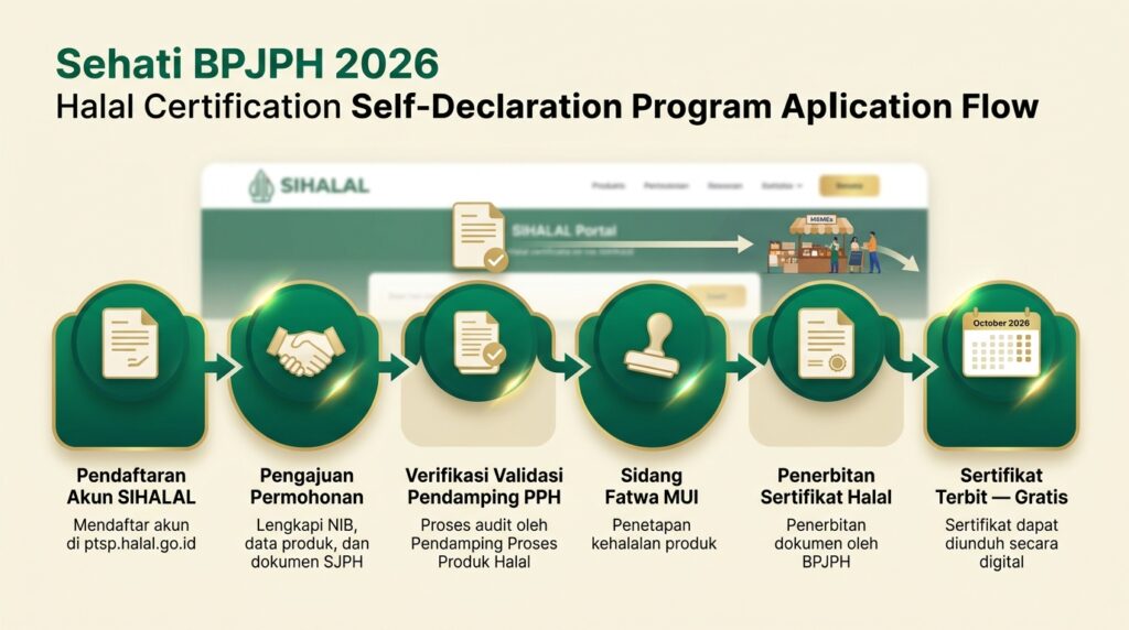 Alur pengajuan sertifikasi halal self declare program SEHATI BPJPH 2026